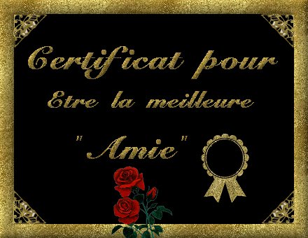 le certificat pour Coralie!